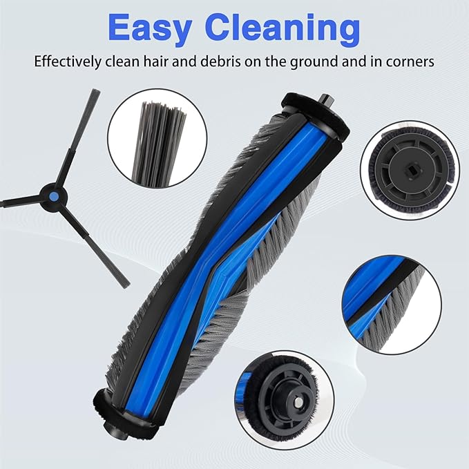 16 Pack Replacement Parts for Ecovacs Deebot T50 Pro/ T50 Omni/ T50 Pro Omni Vacuum Cleaner, 1 Main Brush, 2 Filters, 4 Wipes, 4 Side Brushes, 4 Dust Bags (NOT for T50 Max Pro Omni & T50 Max Pro)
