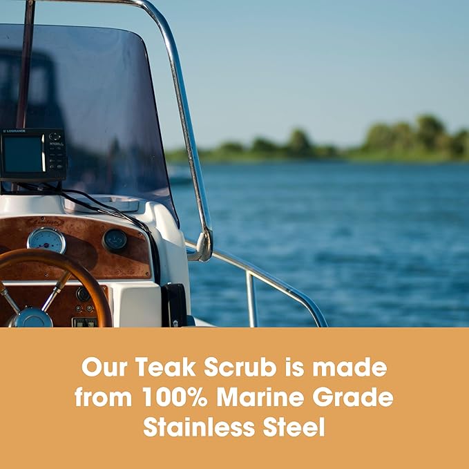 Furniture Clinic Teak Scrub | Refinish Outdoor Wood Furniture, Boats, & Shower Benches | Cleaning & Brightening | 100% Stainless Steel | Remove Dirt, Stains from Weathered Wood