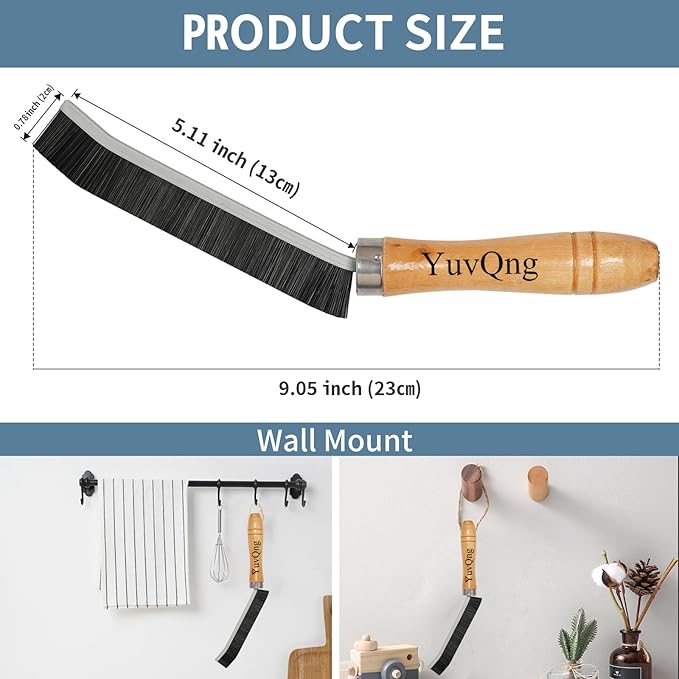 YuvQng 4-piece set Crevice Cleaning Brush - Multifunctional Hard Bristle Cleaning Brush for Bathroom, Kitchen, Car, Window, Faucet, Toilet & Grout - Durable Household Cleaning Tools Essentials (Black)