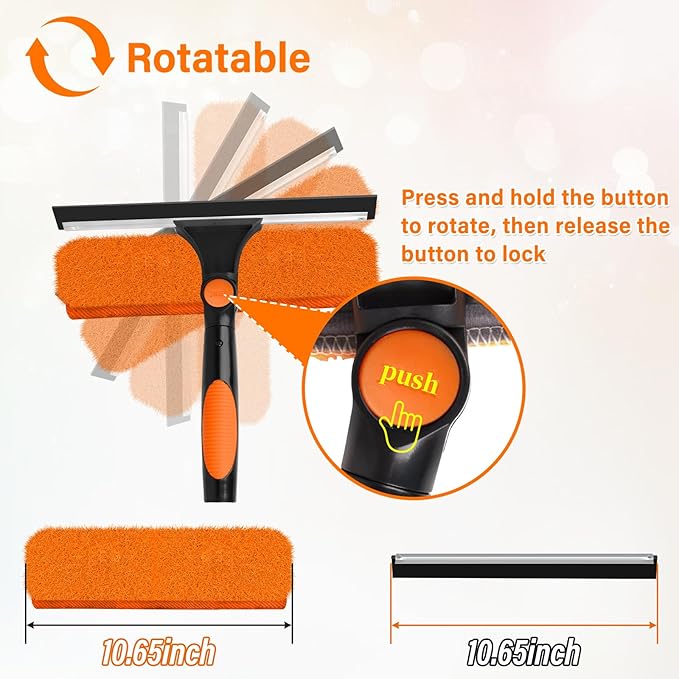 Jhkopqe 26FT Telescoping Window Squeegee Kit | 2-in-1 Professional Window Washer & Microfiber Scrubber with Extension Pole | High Reach Cleaning Tool for Outdoor, Indoor Windows & Glass