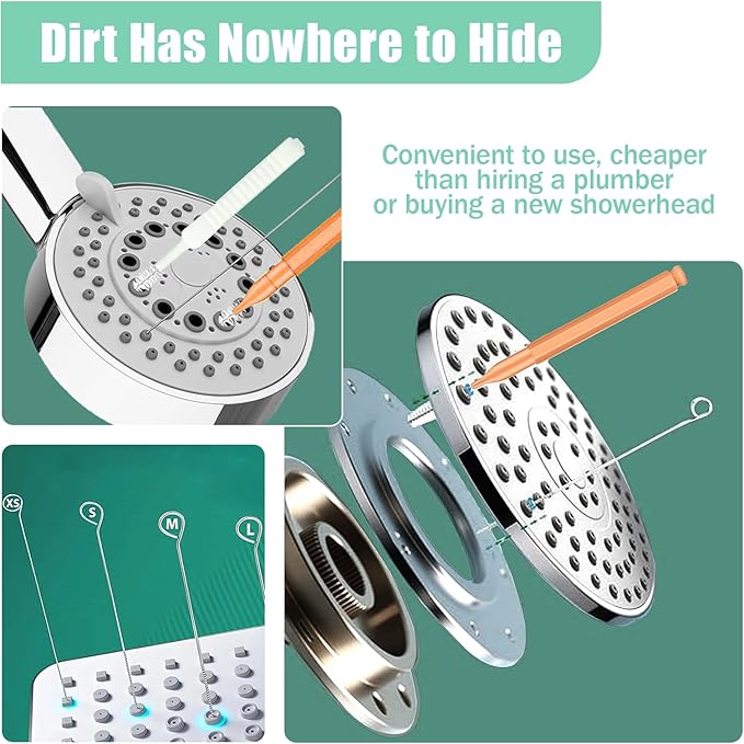 CrenCe 56Pcs Multisize Showerhead Cleaning Tool, Shower Head Cleaner Brush Picks Unclogging Tiny Nozzle Little Gaps, for Household Bathroom Colorful.