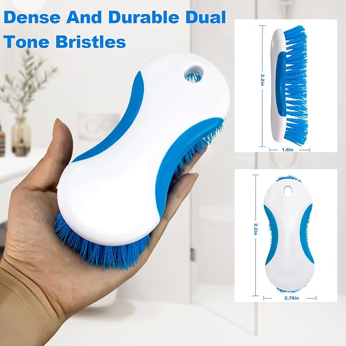 6.3" Multi Purpose Heavy Duty Scrub Brush with Non-Slip TPR, Cleaning Brush with Stiff Bristles for Tile Floors，Walls, Carpet, Tubs，Sink ，Blue
