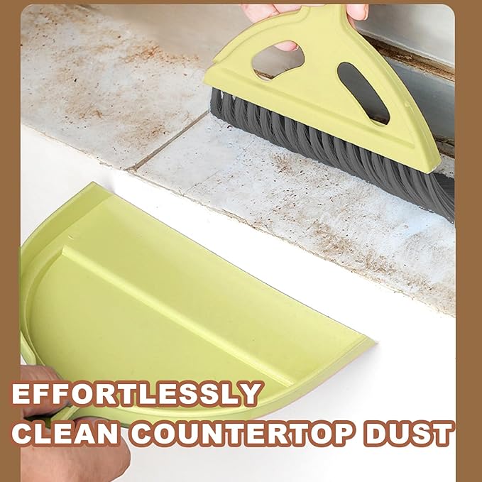 NBGYTECH Mini Broom and Dustpan Set Small Broom with Dustpan Combo Set Portable Cleaning Tools for Home Office RV Learning Camping (Yellow)