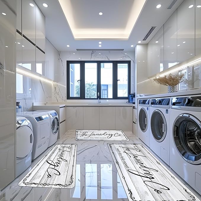 Laundry Room Rug Runner 20"X47" Non Slip Farmhouse Mats Organization and Washable Floor Long Rugs for Laundry Room Accessories Mudroom Kitchen Bathroom Area Rugs Decor