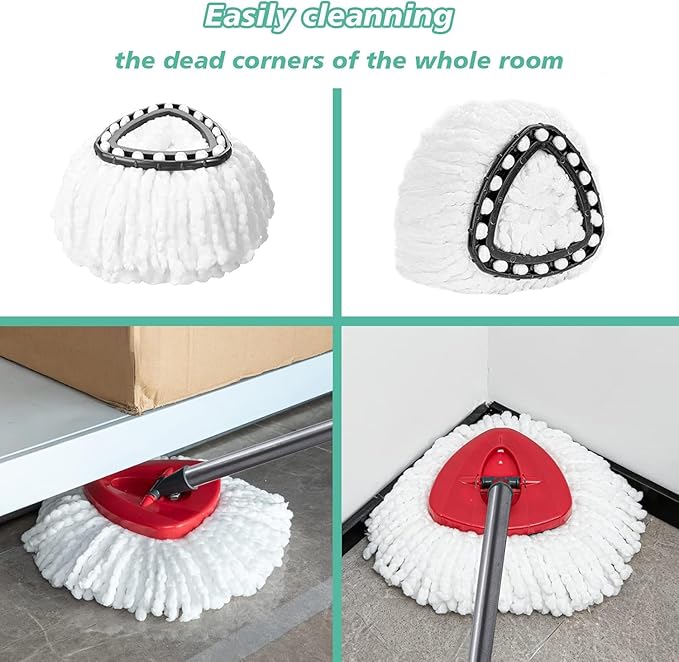 16 PCS Spin Mop Replacement Head,100% Microfiber Mop Heads Replacements with Cedar Mop Replace,360 Degree Round Spin Mop Replacement Head for Easy House Cleaning Floor Mopping