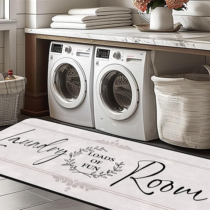 Laundry Room Rug Runner 20"X47" Non Slip Farmhouse Mats Organization and Washable Floor Long Rugs for Laundry Room Accessories Mudroom Kitchen Bathroom Area Rugs Decor