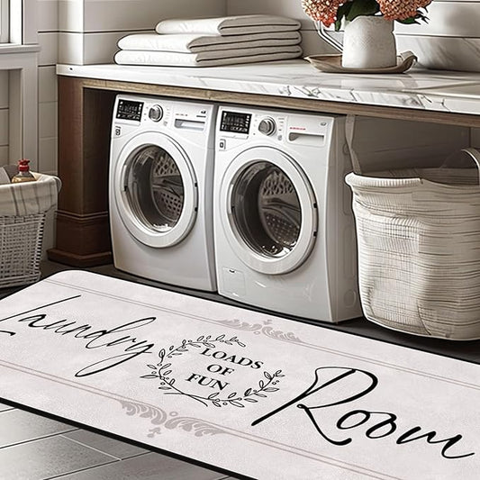 Laundry Room Rug Runner 20"X47" Non Slip Farmhouse Mats Organization and Washable Floor Long Rugs for Laundry Room Accessories Mudroom Kitchen Bathroom Area Rugs Decor