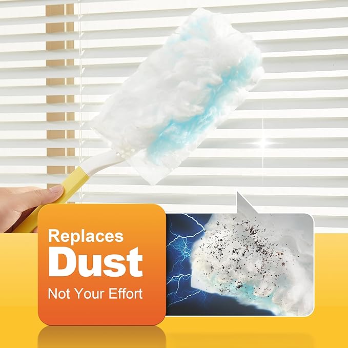 JOYMOOP Disposable Duster Set, 30 Pcs 360 Heavy Duty Duster Refills with 1 Dusting Wand, Disposable Dusters for Cleaning Home & Car, Multi-Surface Dusters, for Dusting Corners, Ceiling Fans, Furniture