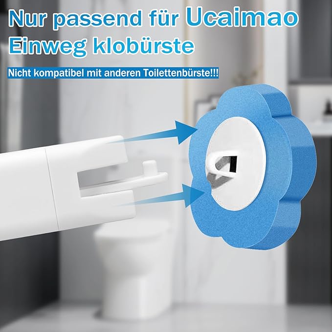 Ucaimao 72 PCS Toilet Wand Refills,Toilet Cleaner Refill Pads Disposable Toilet Cleaning System Toilet Bowl Cleaners Scrubbing Pads for Sink Bathtub Wash Basin(Only Refills，Only Fits for Ucaimao)-Blue