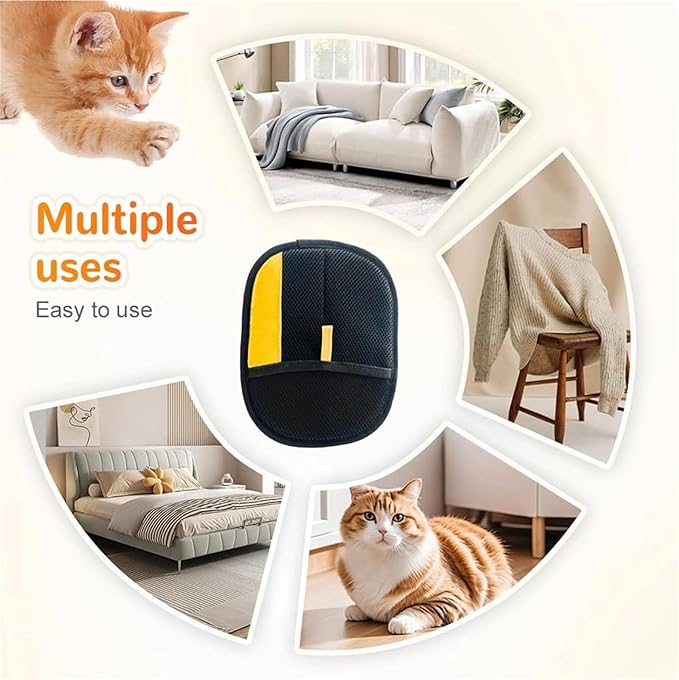 Lobuobi Pet Hair Removal Glove for Cats & Dogs, Electrostatic Gloves Pet Hair, Cat Grooming Gloves for Hairs Removal, for Couch, Clothes, Car, Carpet, Bed, Furniture (2Pcs)