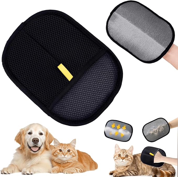 Jadesiegel Pet Hair Removal Glove | Electrostatic Deshedding for Dogs & Cats | Reusable Grooming Glove for Furniture, Car & Clothing (1 PC)