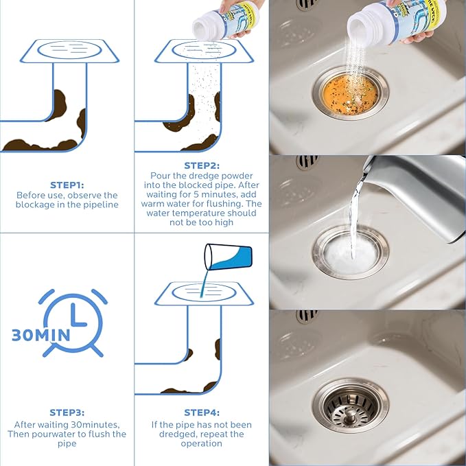Drain Clog Remover Foaming Cleaner: Sink Drain Cleaner for Sinks Toilet Kitchen Bathroom Shower Tubs (3pcs)