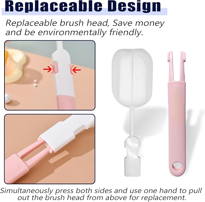 Spong Bottle Brush 5PCS Cup Brushes Sponge Baby Bottle Brushes Long Handle Cup Scrubber Brush Portable Sponge Cleaning Brush (5 PCS)