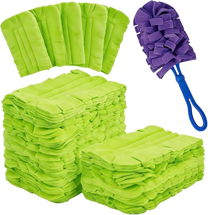 10pack Duster Refills Reusable for Swiffer, 360° Electrostatic Duster Refills, Washable Heavy Duty Dusters Refill, Reusable Cloth Cover Dust Collector for Both Wet and Dry Use (Green)