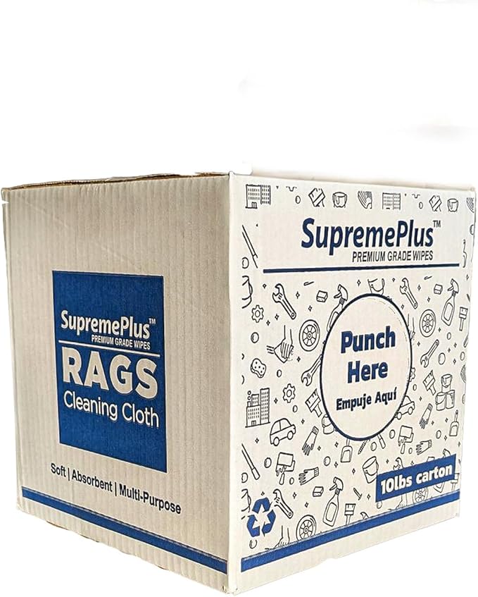Premium Color Knit Cleaning Rags (10 lbs. Box) – Shop Rags Bulk for Workshops, Mechanics, Painters, and Home Use, Multipurpose Cotton T-Shirt Rags