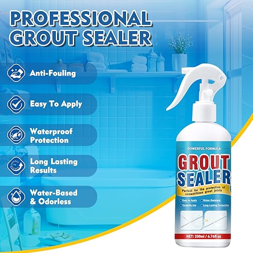 Grout Sealer, Waterproof Grout Sealer for Shower Tile, Clear Grout and Tile Sealer Spray, Long Lasting Shower Sealant for Floor, Bathroom, Stone, Marble, Indoor and Outdoor (200ml)