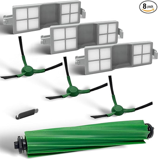 Replacement Parts for iRobot Roomba 205 DustCompactor Vac Robot Vacuum, Accessory Replenishment Kit with 1 Roller Brush, 3 HEPA Filters, 3 Side Brushes, 1 Cleaning Tool