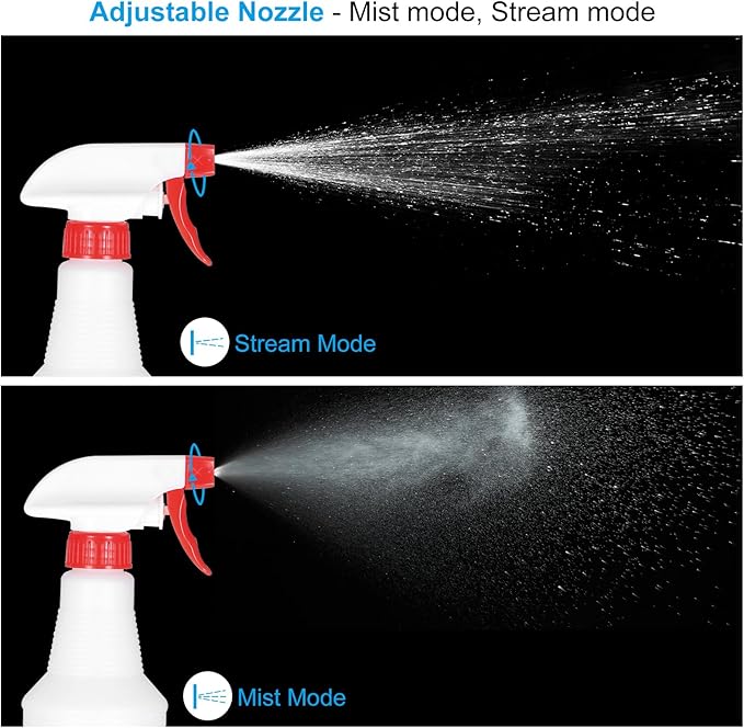 PATIKIL 500ml/16oz Plastic Spray Bottles, 2pcs Adjustable Nozzle Leak Proof Empty Water Mist Stream Sprayer for Cleaning Solutions Plants Hair, Red