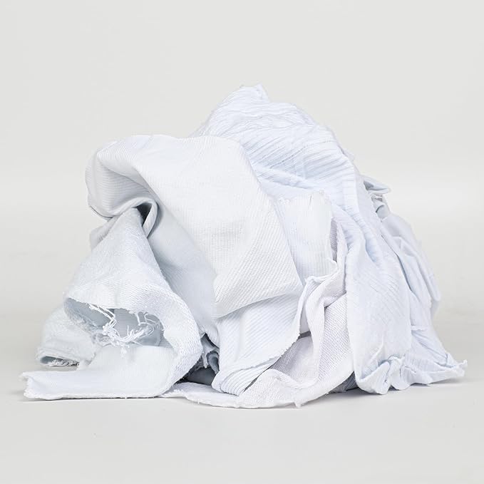 Arkwright Tshirt Box of Rags - 5 lb Box - Low Lint, Streak-Free Multipurpose Professional Cotton Cleaning Cloths for Stain, Paint, Wood, and Grease, White