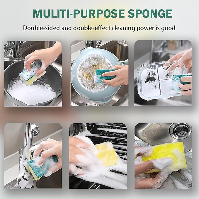 Kitchen Scrub Sponges 32 Count, Non-Scratch Scrub Dish Sponges for Cleaning, Effortlessly Clean Your Stovetop, Sinks, Stoves, Appliances