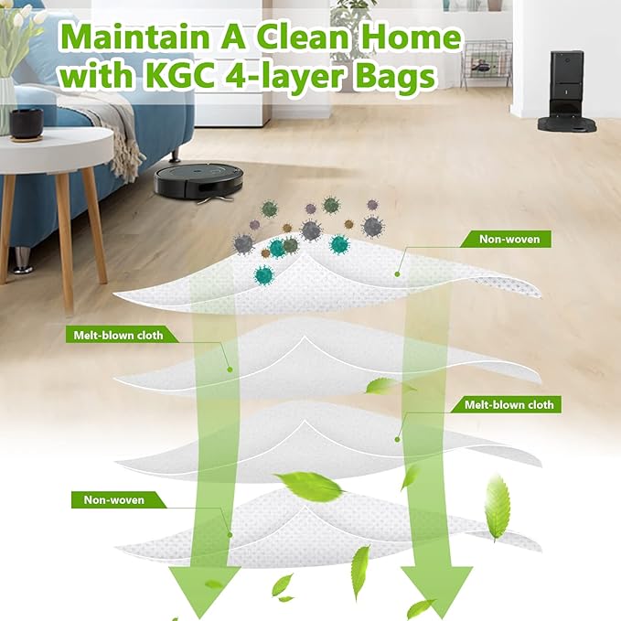 KGC 20 Pack Vacuum Bags Compatible with iRobot Roomba i & s & j Series, Replacement for iRobot Roomba i3+(3550) i4+(4552) i6+(6550) i7+ i7Plus j7+(7550) i8+(8550) s9 s9+(9550) Vacuum with Automatic