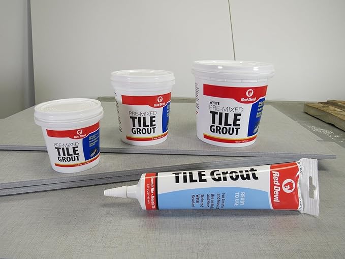 Red Devil 042260 Pre-Mixed Tile Grout - Professional Quality, Excellent Adhesion, Ideal for Wall & Floor Use - 1/2 Pint, Black, Made in USA