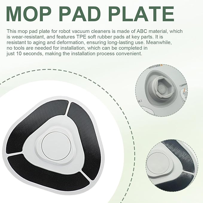 Mop Pad Plate for Narwal Freo X Ultra, Freo, Freo Pro, Freo Z10, Freo Z Ultra Robot Vacuum Cleaner, Freo Z10 Accessoires 2 Mop Pads, 2 Mop Pad Holders, 4 Pcs Replacement Parts