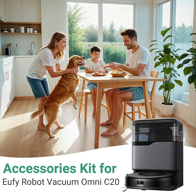 32-Piece Accessories Kit for Eufy Robot Vacuum Omni C20 – Includes: 2 Main Brushes, 4 Filters, 6 Mopping Pad, 6 Side Brushes, 6 Dust Bags, 6 Scented Tablets, 1 Cleaning Brush & 1 Screwdriver