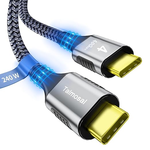 Talmosal 240W for Thunderbolt 4 Cable 4 ft, Support 8K@60Hz, 4K@144Hz 40Gbps/240W PD Charging for iPhone 17, USB4, Mac mini M4 / M4 Pro, MacBook Pro, Docking, eGPU, SSD, Surface Pro