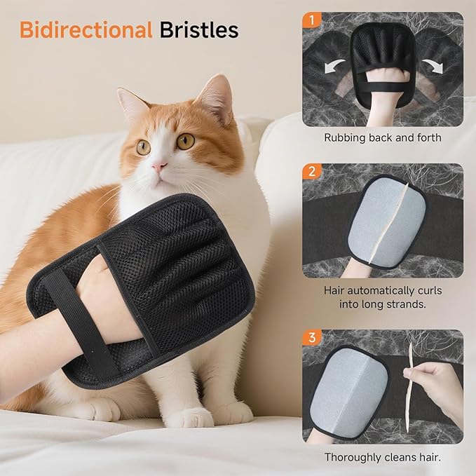 AOUDADPET Pet Hair Removal Gloves for Cats and Dogs Five-Finger Electrostatic Pet Hair Gloves Newly Upgraded Pet Hair Removal Tools Suitable for Laundry,Couch,Carpet,Car Seat