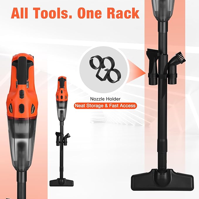 ValueMax Cordless Handheld Vacuum, Portable Vacuum Cleaner Dry/Wet Suction with 20V Rechargeable Battery and Multi-Nozzles for Car, Home and Pet Hair Cleaning(Battery Included)