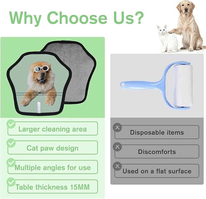 XIOBODR Personalized Pet Hair Remover Glove for Dogs & Cats - Custom Photo & Name Magic Brush for Dog Cat Hair Removal, Reusable Electrostatic Pet Hair Gloves for Furniture Carpet Couch, Photo Green