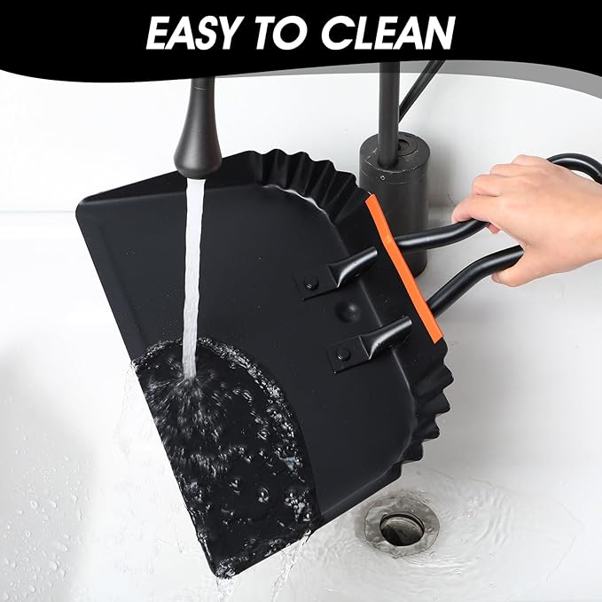 4 Pack 12 inch Heavy Duty Metal Dustpan Large Wide Dust Pans for Household Handheld Wide Scooper and Debris Cleaning Tool Ideal for Home and Commercial Use (Black)