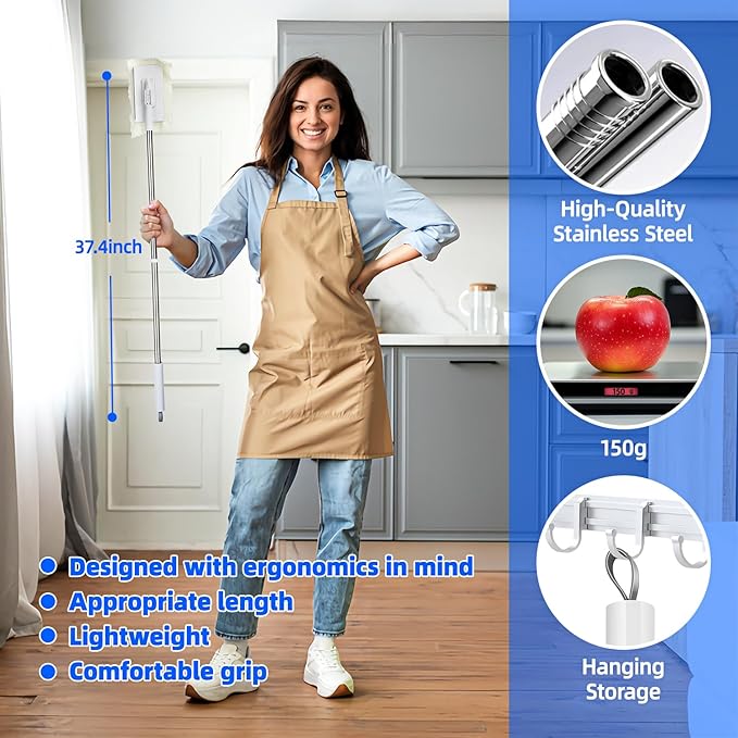 2026 New Mini Disposable Dust Mop with 10 Reusable Cloths No-Touch Dirty Cleaning Dust Mop for Dry Wet Disposable Pads, Multi Surface Floor Mopping and Sweeping for House Wall Bathroom Corners
