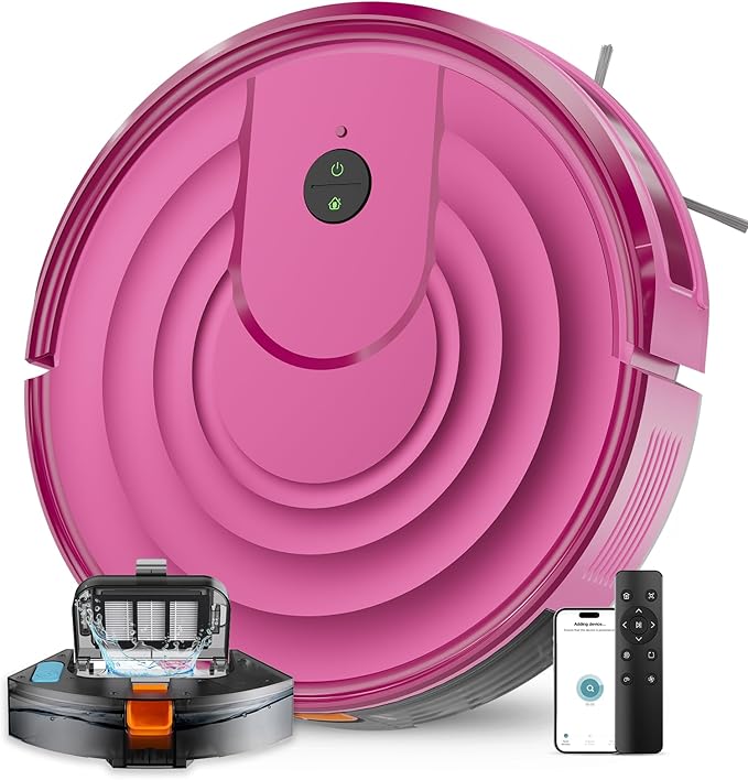 MBYULO Robot Vacuum and Mop Combo 5000Pa 650mL 2 in 1 Mopping Robot Vacuum Cleaner Schedule WiFi/Alexa/App Smart Self-Charging Robotic Vacuum Ultra-Slim