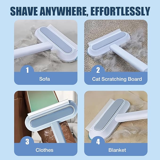 YoPoLL Pet Hair Remover 4 in 1- Reusable Long Handle Dog Hair Remover Brush, Washable Lint Cleaner for Dog and Cat Hair, Gentle on Furniture, Multifunctional Hair Removal Brush, 2 Pcs Carpet Scraper