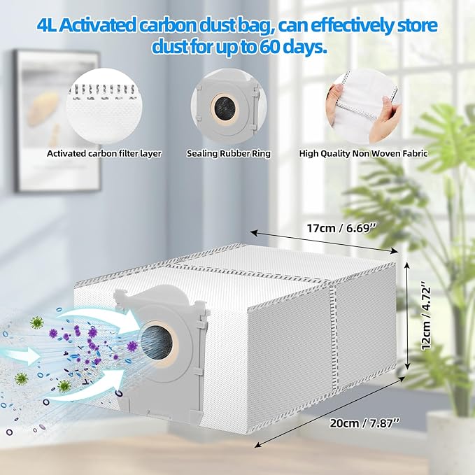 EOVWAEO 21 Pack Accessories Kit for ECOVACS DEEBOT T80 Omni Robot Vacuum, Replacement Parts 2 Anti Tangle Main Brush 2 Roller Mop 6 Dust Bags 6 Sidebrush 4 Filter 1 Cleaning Brush