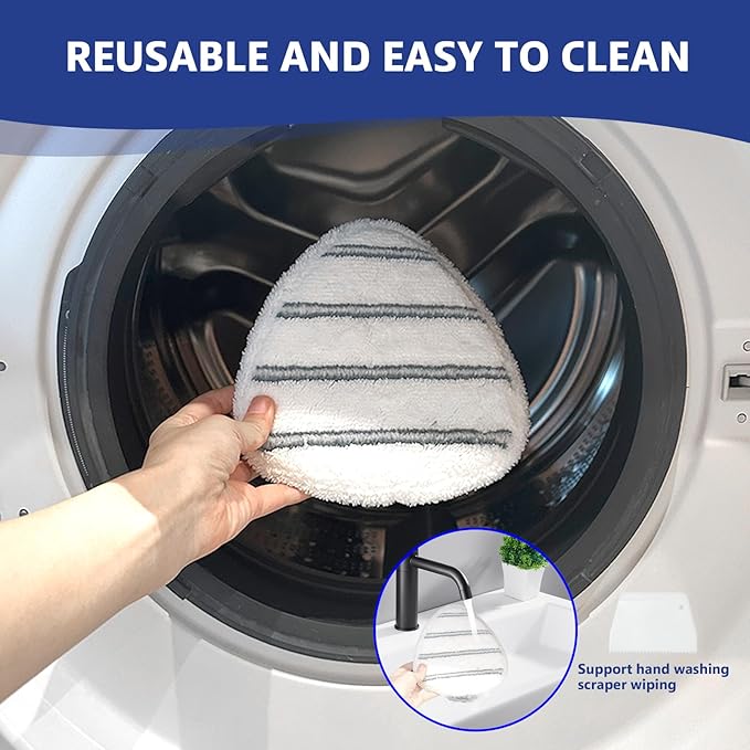 High-PQ Flat Mop Head Replacements, Microfiber Mopping Pads Refills, 1-Pack Spin Mop Pads + 1 Plastic Pad &1 Scrape for Floor, Wall & Ceiling Cleaning - Fits EasyWring & RinseClean Systems