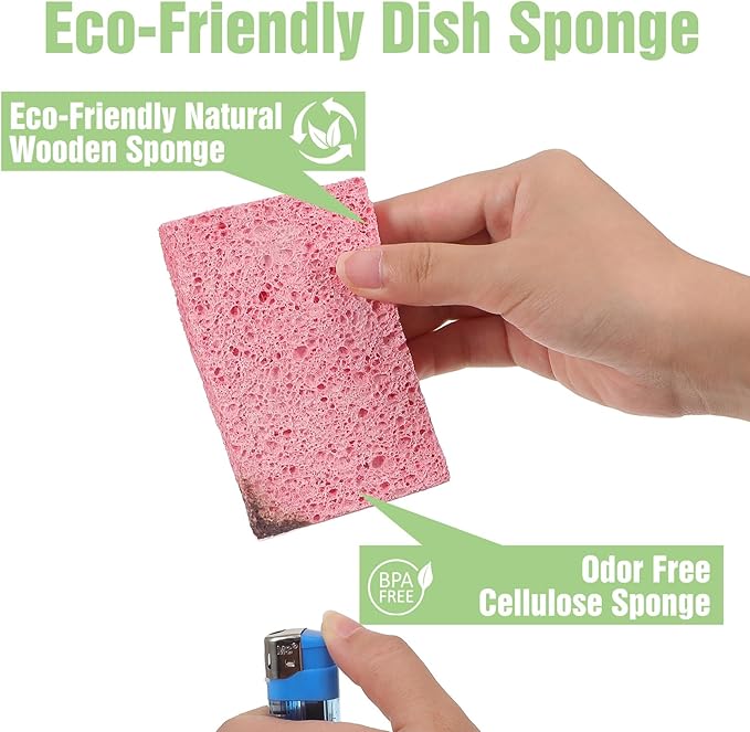 LIQWEI 15 Pcs Cellulose Sponges Kitchen, 5 Colors Non-Scratch Colorful Sponges, Compressed Sponge Kitchen Multipurpose Kitchens Sponge Pack for Kitchens, Bathroom, Cars, Funny Cut-Outs DIY