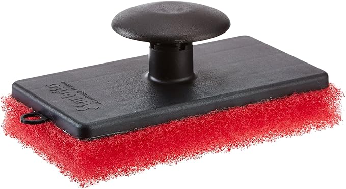 STAR BRITE All-Purpose Medium (Red) Scrubber Pad - Available in Medium, Fine & Coarse Textures with Ergonomic Handle for Boats, Teak, and Outdoor Cleaning (040021P)