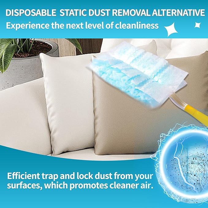 FURCIELOS Disposable Microfiber Feather Duster Refills, Multi-Surface Duster Compatible with Swiffer Dusters Handle, 60 Count(Unscented, Pack of 1)
