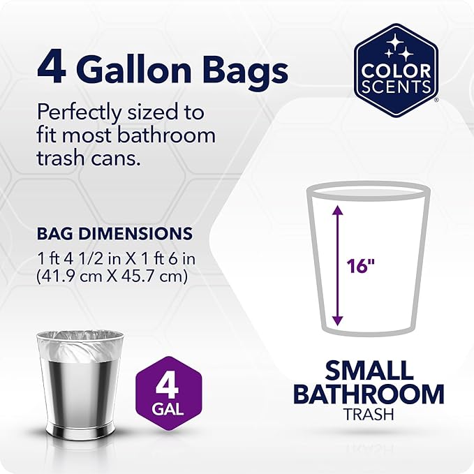 Color Scents Small Trash Bags - 4 Gallon, 60 Bags (1 Pack of 60 Count), Twist Tie - Peach Fuzz in Peach Vanilla Flower Scent with Microban