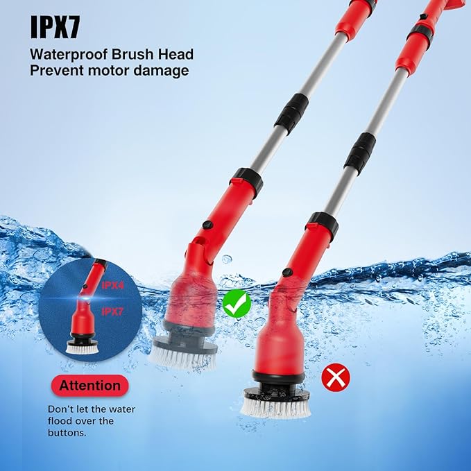 Electric Spin Scrubber Compatible for Milwaukee 18V Battery，8-in-1 Cordless Cleaning Brush & 1000 RPM Battery Powered Scrubber with Adjustable Extension for Bathroom, Kitchen, Car, Floor （No Battery