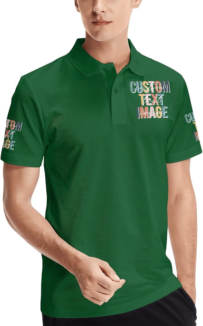 Personalised Polo Shirt Custom Work Shirts for Men Women Printed Text or Logo Working Top, Casual Wear, and Sports Teams