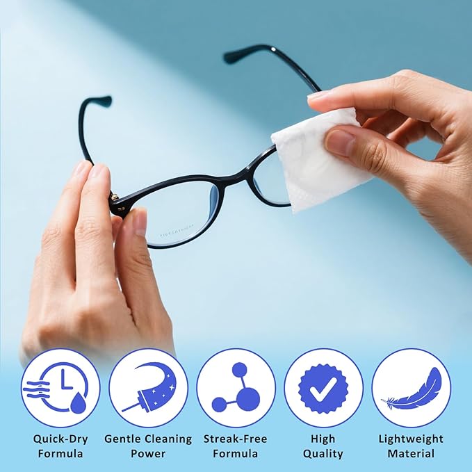 Eye Glasses Cleaner Wipes,Lens Wipes for Glasses/Sunglasses/Eyeglasses,Cleaning Wipes,Lens Wipes Individually Wrapped,Safe for All Lens Surfaces(300PCS)
