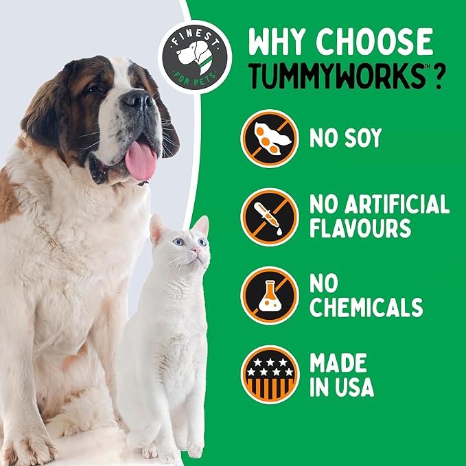 TummyWorks Probiotic Powder for Dogs & Cats. Probiotics For Digestive Health, Immune Support, Diarrhea, Gas, Itching & Seasonal Allergies. With Digestive Enzymes & Prebiotics. Made in USA - 160 Scoops
