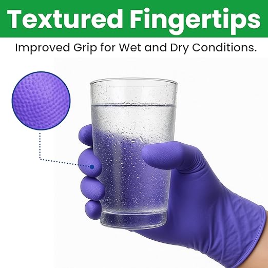 SafeWay Nitrile Gloves, 200 Ct, X-Large, Powder-Free, Latex-Free, All-Purpose, Professional Disposable Gloves with Textured Fingertips for Medical Use, Food Prep, Cleaning, Tattoo & More