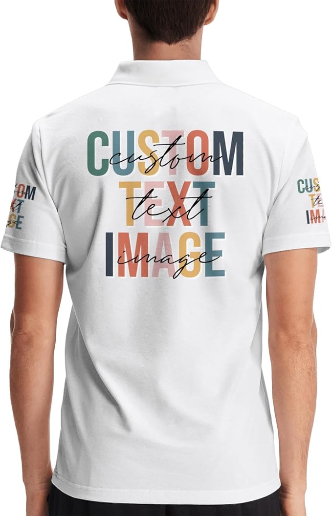Personalised Polo Shirt Custom Work Shirts for Men Women Printed Text or Logo Working Top, Casual Wear, and Sports Teams