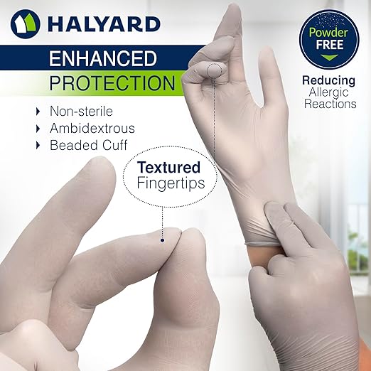 HALYARD Sterling SG Nitrile Powder-Free Exam Gloves, 3.7 mil, 9.5 Inches, Gray, X-Large, 41662 (Box of 230)