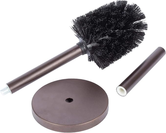 JS Jackson Supplies Sleek Toilet Brush and Holder with Metal Handle - Bronze, Pack of 2